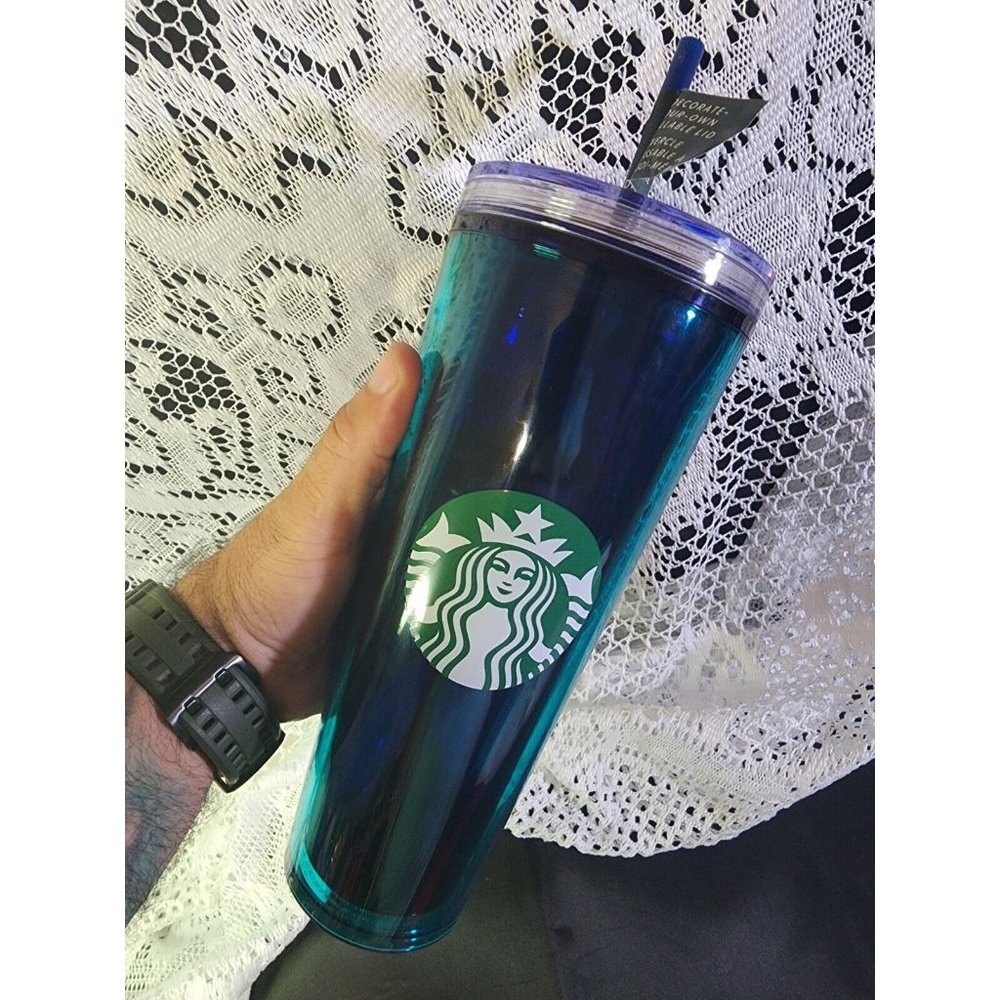 NEW! Starbucks 2022 Green Tumbler Cup Decorate-Your-Own Refillable Lid 24oz